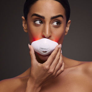 woman in anti-ageing lip mask